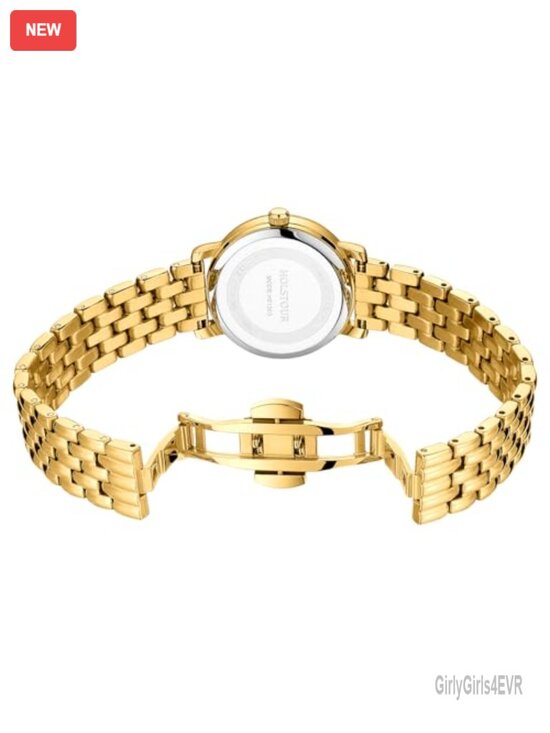 Gold Watch for Women with Roman Dial Stainless Steel Band, Quartz Movement, 30M main image 5